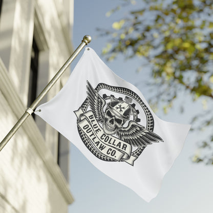 Blue Collar Outlaw | Skull and Wings Flag | Double-Sided Flag