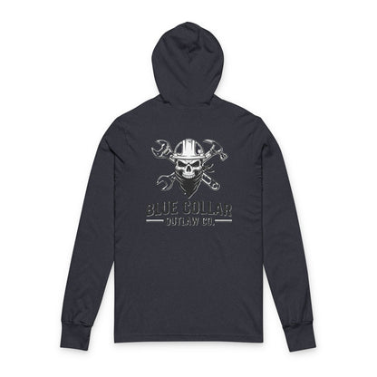 Blue Collar Outlaw |  Skull With Wrenches Hooded Long Sleeve Tee