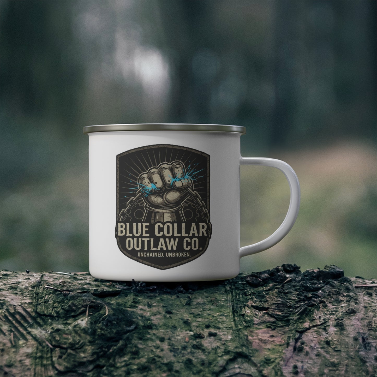 Blue Collar Outlaw | Lightning Fist Enamel Camping Mug