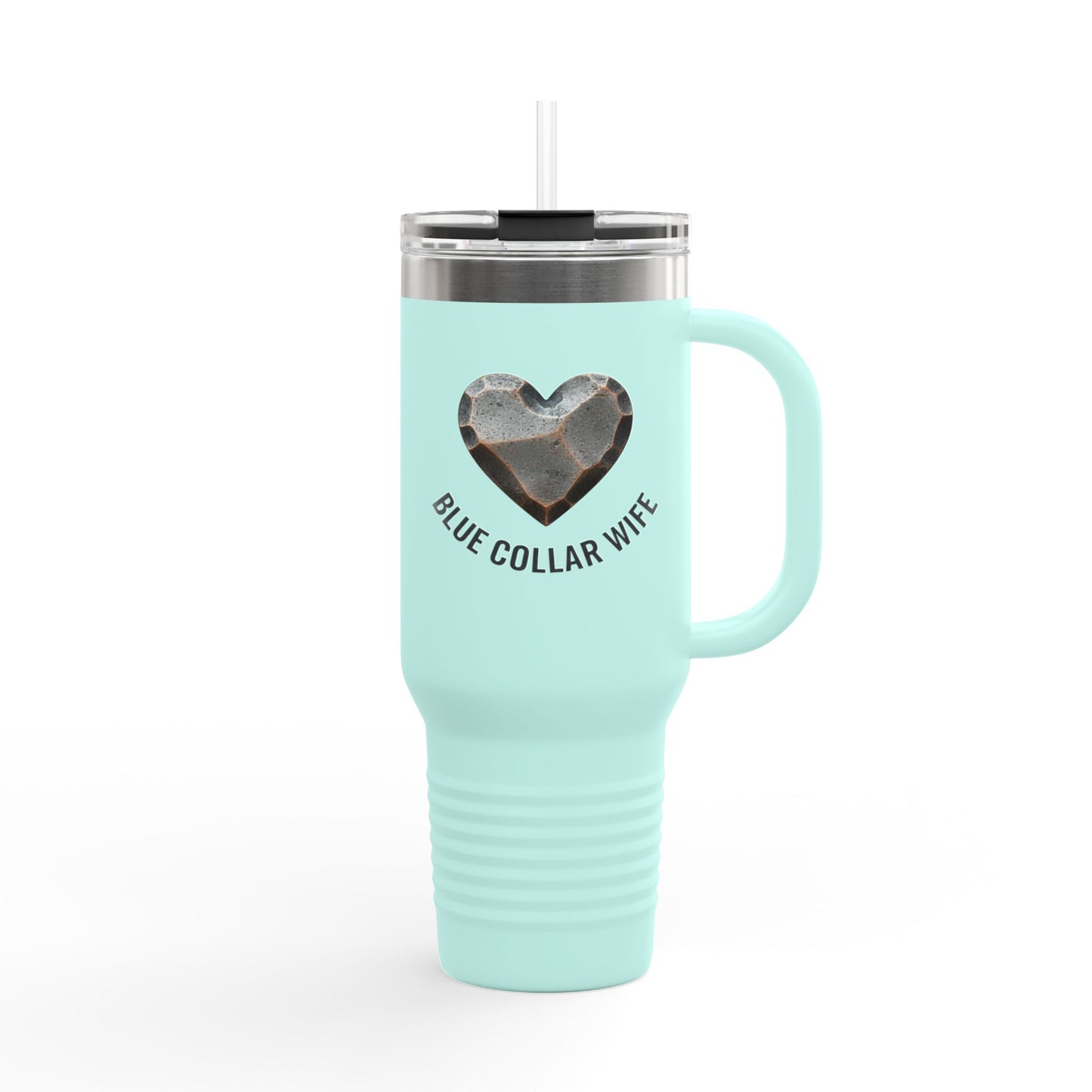 Blue Collar Outlaw | Blue Collar Wife Heart Design Travel Mug | 40oz Insulated Tumbler