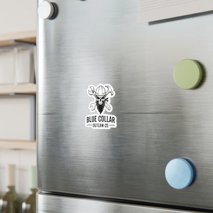 Blue Collar Outlaw | Skull Wrench logo Sticker | Kiss-Cut Vinyl Decal