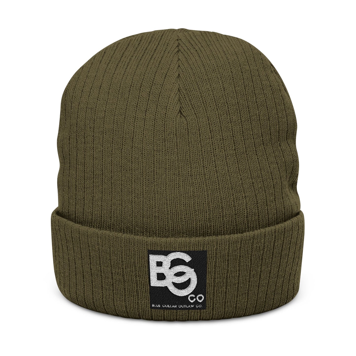 Blue Collar Outlaw | Blue Collar Patch Ribbed Knit Beanie