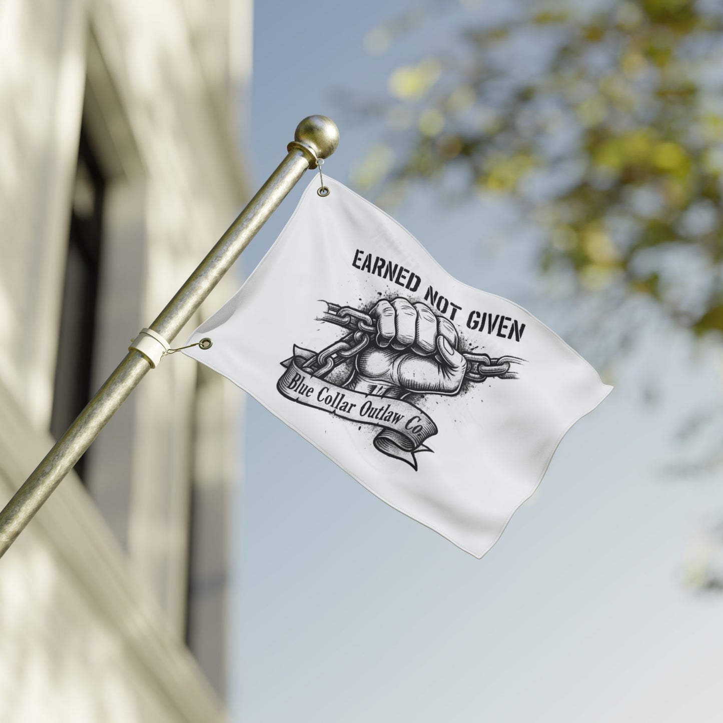 Blue Collar Outlaw | Earned Not Given Flag | Double-Sided Garden Flag