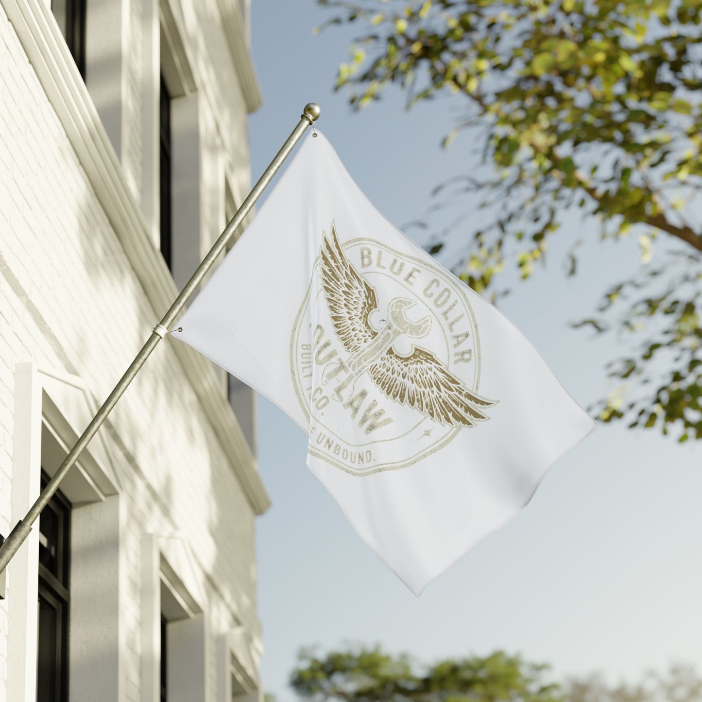 Blue Collar Outlaw | Wrench and Wings Flag | Double-Sided Garden Flag