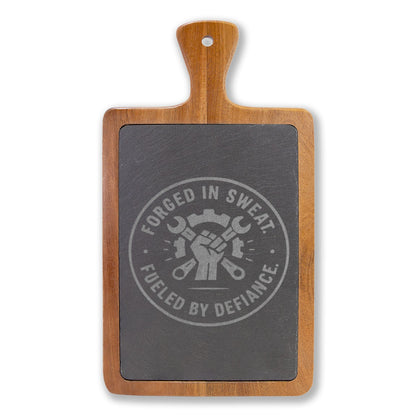 Blue Collar Outlaw | Forged in Sweat Fueled by Defiance Charcuterie Board