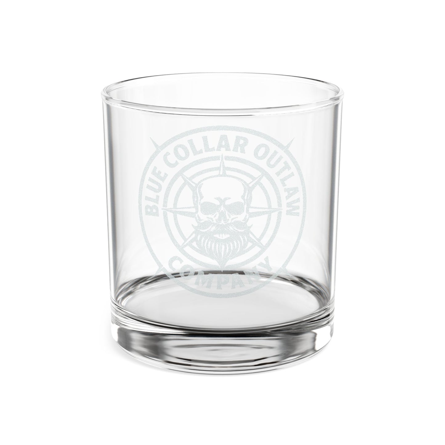 Blue Collar Outlaw | Compass Logo Whiskey Glass | Engraved 10.5oz Rocks Glass