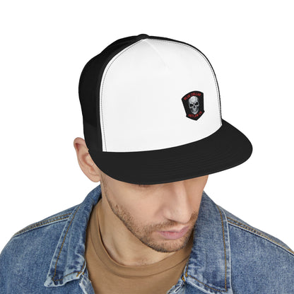Blue Collar Outlaw | Skull Patch Trucker Cap | Embroidered 5-Panel Mesh Hat