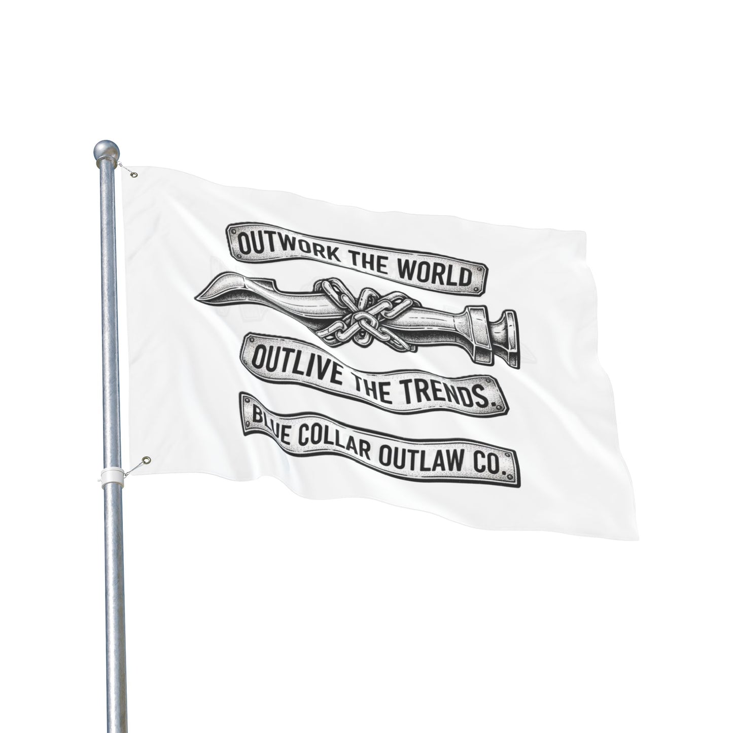 Blue Collar Outlaw | Outwork the World Flag | Double-Sided Garden Flag