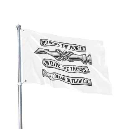 Blue Collar Outlaw | Outwork the World Flag | Double-Sided Garden Flag