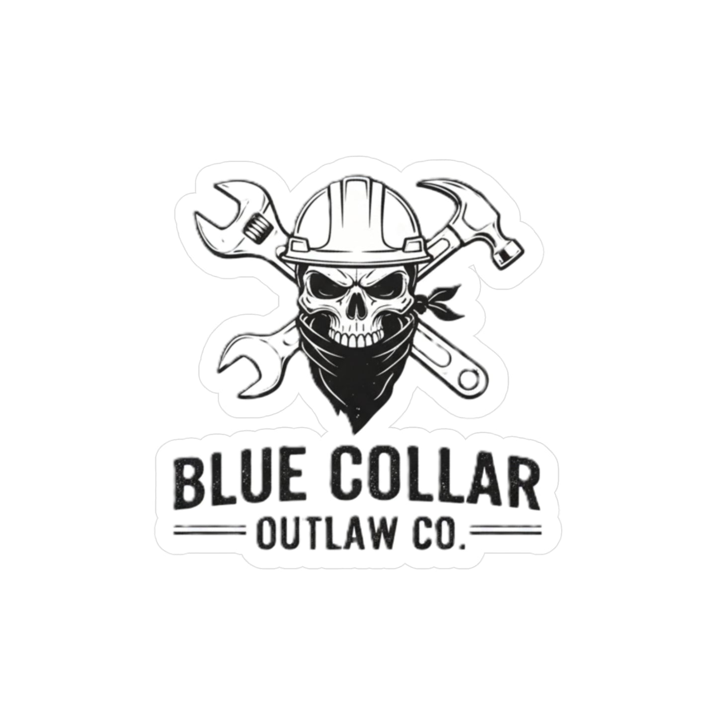 Blue Collar Outlaw | Skull Wrench logo Sticker | Kiss-Cut Vinyl Decal