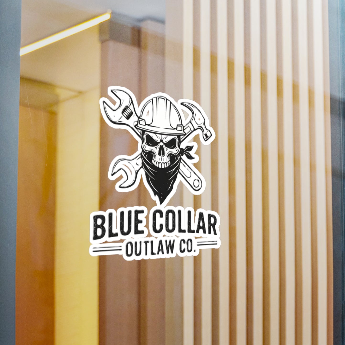 Blue Collar Outlaw | Skull Wrench logo Sticker | Kiss-Cut Vinyl Decal