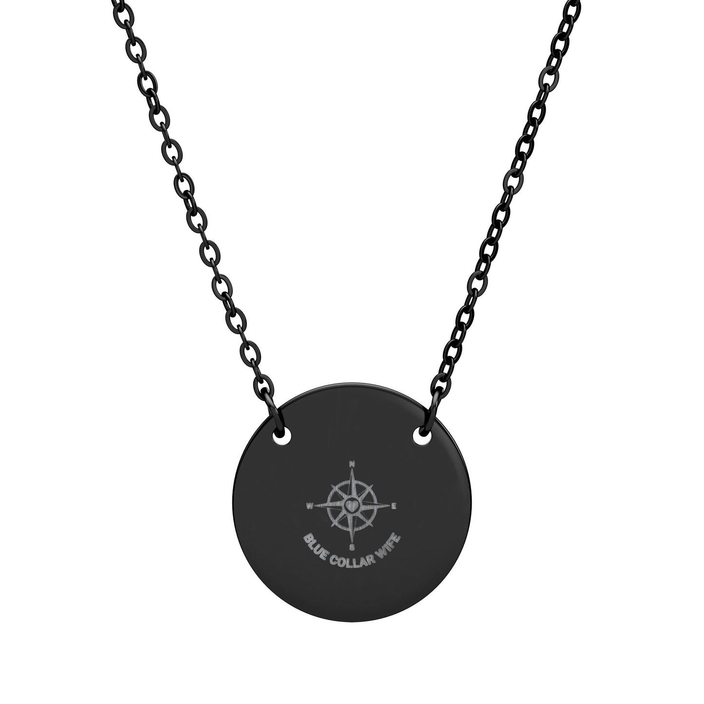 Blue Collar Outlaw | Blue Collar Compass Engraved Circle Necklace