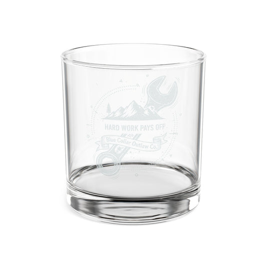 Blue Collar Outlaw | Hard Work Whiskey Glass | Engraved 10.5oz Rocks Glass