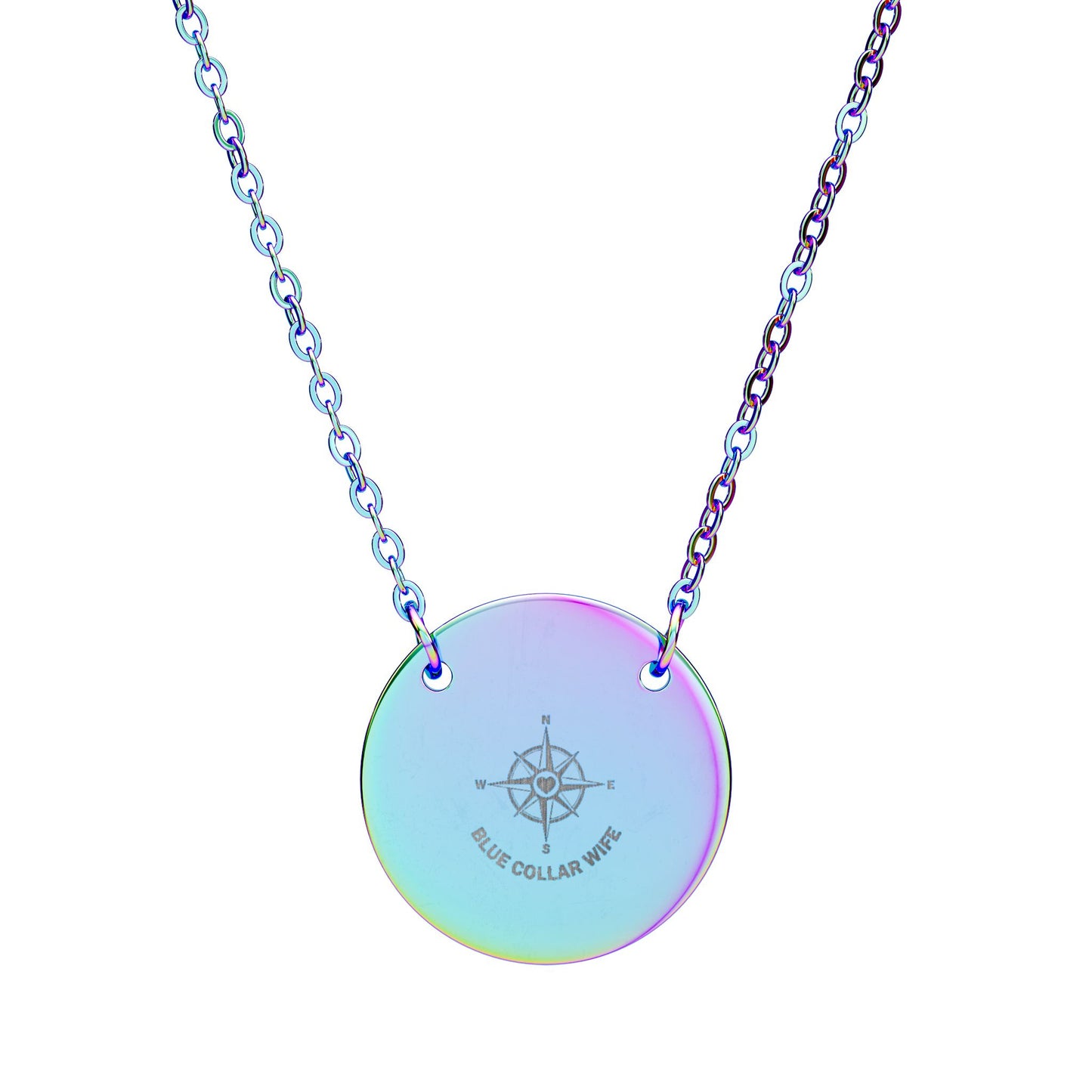 Blue Collar Outlaw | Blue Collar Compass Engraved Circle Necklace