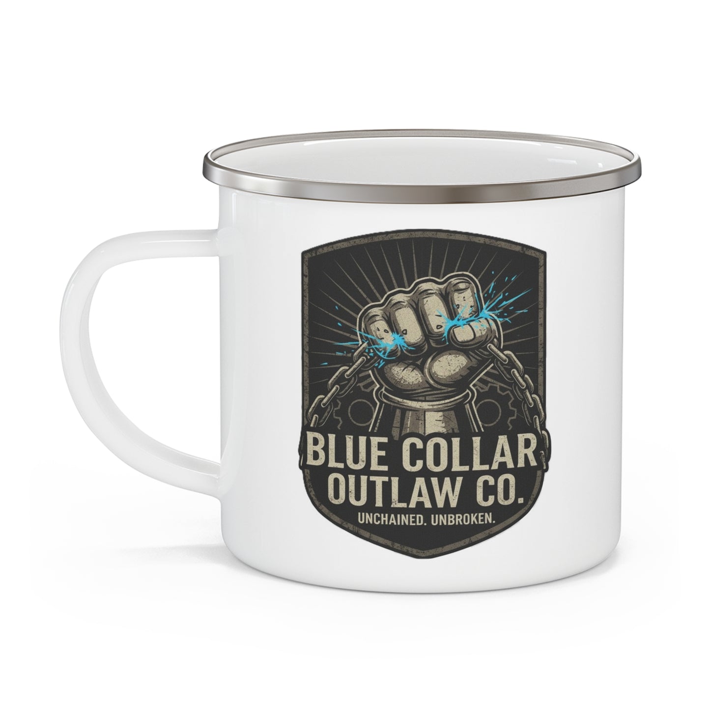 Blue Collar Outlaw | Lightning Fist Enamel Camping Mug