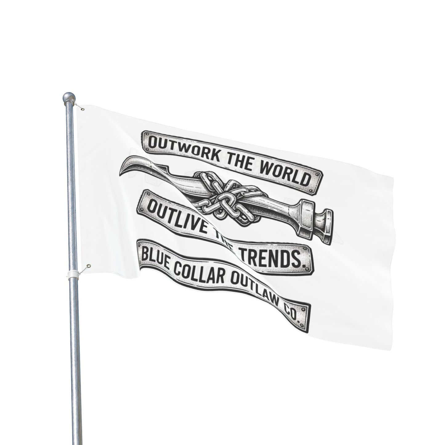 Blue Collar Outlaw | Outwork the World Flag | Double-Sided Garden Flag