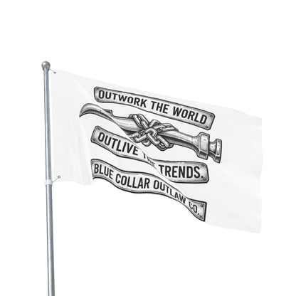 Blue Collar Outlaw | Outwork the World Flag | Double-Sided Garden Flag