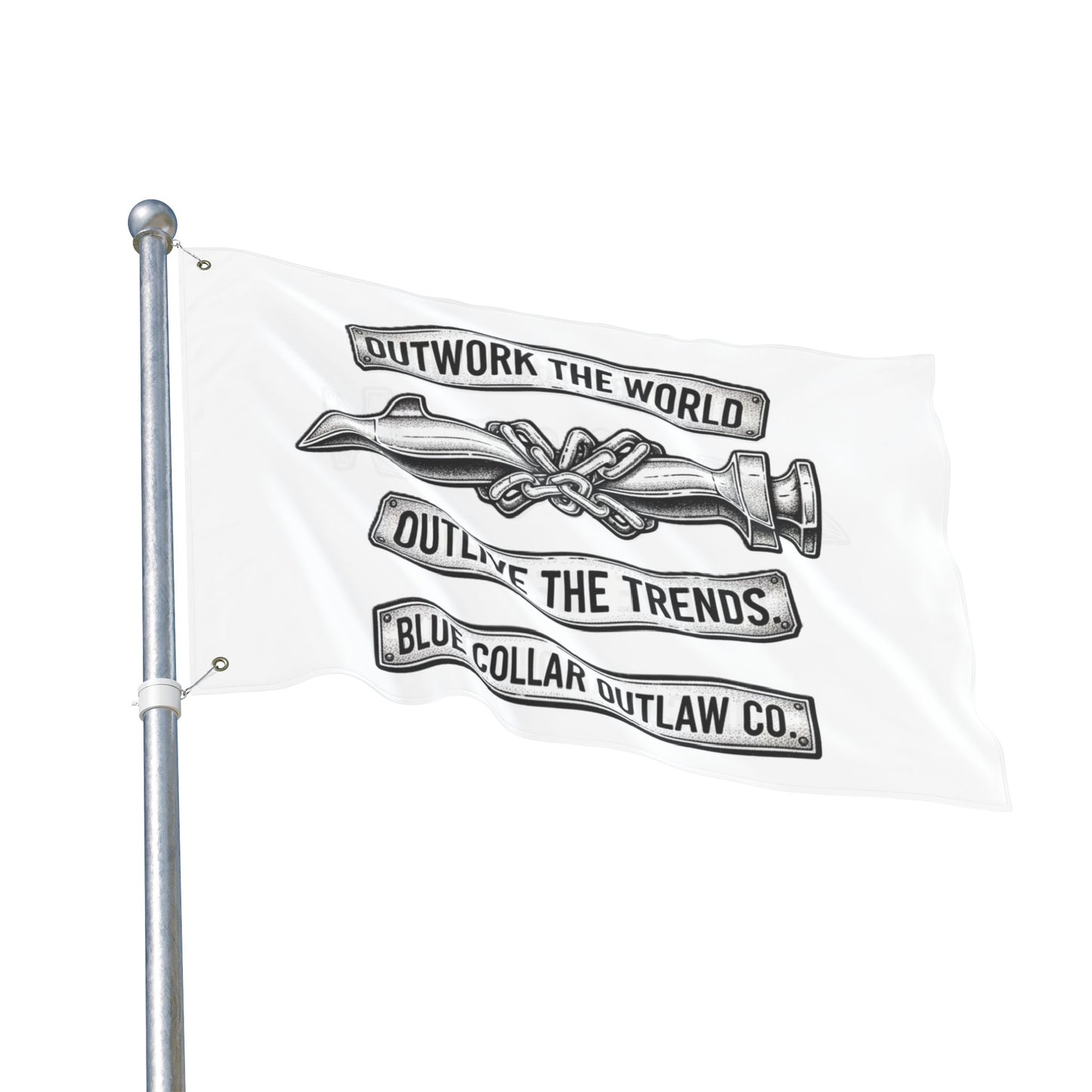 Blue Collar Outlaw | Outwork the World Flag | Double-Sided Garden Flag