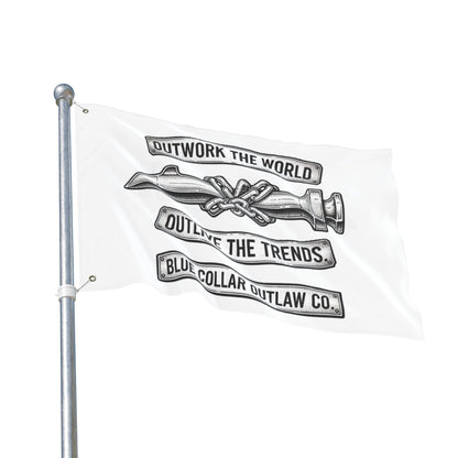 Blue Collar Outlaw | Outwork the World Flag | Double-Sided Garden Flag